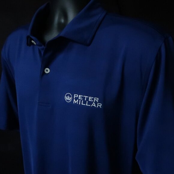 Peter Millar Navy Blue F&G Tech Providence Stretch Polo (XL)* - Picture 2 of 7